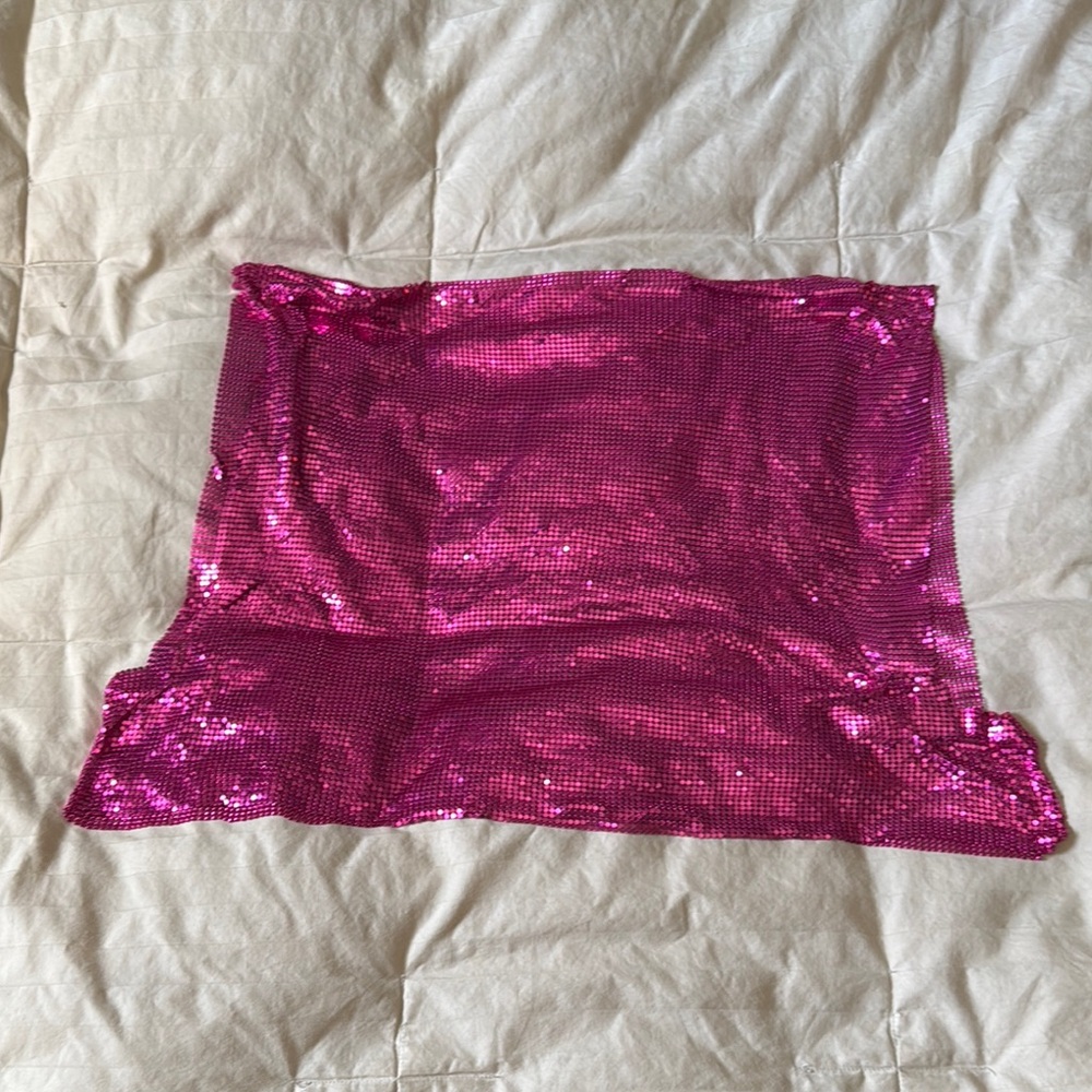 Pink Sequin Crop Top Medium